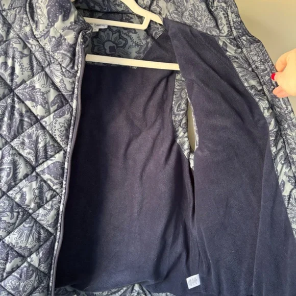 Vera Bradley Nylon Puffer Vest Fleece Lined Women's Size 2XL Grey Navy Floral - Picture 5 of 5